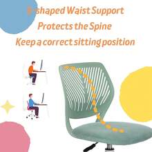 Homy Casa Schreibtischstuhl aus Leinenstoff, ergonomischer Drehstuhl ohne Armlehne, höhenverstellbar, Bürostuhl, Heimbüro, für Kinder, Teenager, Hellgrau