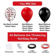108 件红色和黑色气球花环套装，黑色和红色气球以及红色和黑色五彩纸屑气球拱门装饰，适用于婚礼、男孩/女孩生日、毕业典礼、烧烤、赌场派对、迎婴派对、周年纪念 - 彩色 - 查看 2
