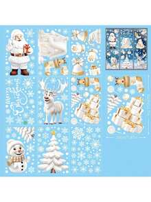 圣诞窗贴 9 张白色圣诞窗贴圣诞快乐窗贴白色雪花圣诞树圣诞窗贴适用于圣诞派对装饰，圣诞节 - 彩色 - 查看 3