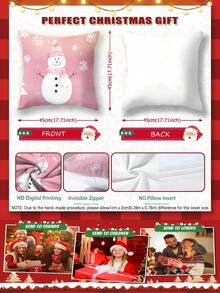 4pcs Velvet-Like Soft Christmas Santa Claus, Christmas Numbers, Reindeer, Snowman, Snowflake Decorative Pillow Covers, Hypoallergenic Polyester Material, Hidden Zipper, No Filling, Suitable For Home Decor, Living Room, Throw Pillow Cases, Cushion Covers, Sofa Decorative Pillows, Home Decor Pads