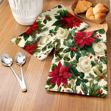 1 zestaw/2 szt./100 szt. Ręczniki kuchenne i ściereczki kuchenne z nadrukiem w kolorze Wintergreen, odpowiednie do dekoracji wnętrz w restauracjach, kuchniach, łazienkach, jako dekoracja imprezowa, prezent na festiwal, a także jako prezent świąteczny