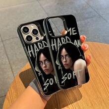 Carnaval de Primavera Pascua 1 Pieza eilish a prueba de golpes con protección de lente, TPU blanco y negro, compatible con iPhone 12/13/14/15/16 Pro Max/Plus - Negro - Ver 4