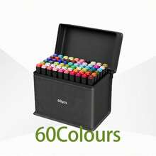 24/48/60/80/168 Colors Permanent Alcohol-Based Art Markers, Dual Tip Brush & Chisel Tip, Blender Marker, Suitable For Children & Adults, Art, Coloring, Sketching, Comes With Marker Case (Random Packaging) - one-size - View 11