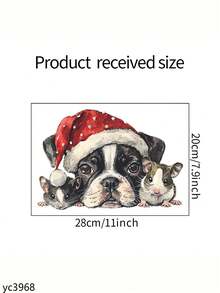 1 pieza Pegatina decorativa navideña, Patrón creativo de mascotas navideñas, Aplicable a sala de estar, dormitorio, baño, Pegatina autoadhesiva extraíble de PVC, Decoraciones navideñas, Decoración del hogar, Decoración de habitación, Decoración de pared, Pegatinas