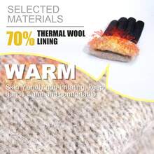 ¡RecomendadoGuantes de invierno para hombre: visualización táctil, resistente al viento, guantes térmicos de piel de oveja con forro de lana cálida para conducción de motocicleta¡Top de Temporada - Negro - - Ver 5