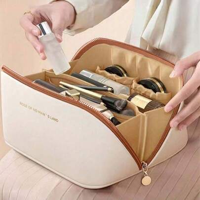 1 túi đựng mỹ phẩm du lịch, túi đựng đồ trang điểm bằng da PU xách tay dùng để đựng mỹ phẩm, đồ chăm sóc da, nước hoa, trang sức, dây chuyền, nhẫn, quà Giáng sinh, quà Halloween.