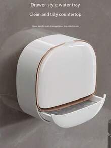 Jabonera de pared, jabonera de pared de lujo con tapa, jabonera impermeable con caja de drenaje, jabonera de plástico sin taladrar para baño, contenedor de drenaje de jabón único para decoración del hogar y baño, verano, baño, ducha, viaje, portajabones, artículos de tocador, accesorio de baño, estantería de almacenamiento de baño.