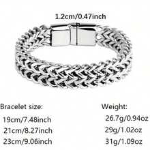 1PC Men's Stainless Steel Braided Square Reversible Chain Magnetic Buckle Bracelet - 銀色的 - 查看 3