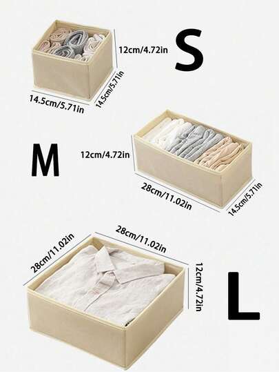 1/3/6pcs Reinforced Non-Woven Fabric Storage Box, Drawer Organizer, Wardrobe Folding Storage Box, Underwear Storage Box, Desktop Organizer
