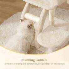 2025by Heybly Cat Tree Tower, Cat Condo For Indoor Kittens, Cat House With Wide Plush Top Perch, Ladder, Basket, Sisal-Covered Scratching Posts, Cozy Activity Center For Pet, Light Gray HCT009SW