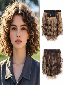 Clip In Hair Extensions 4 PCS/Set 12 Inch Short Water Wave Hair Extension For Women Heat-ResistantSynthetic Hair Extensions Hairpieces