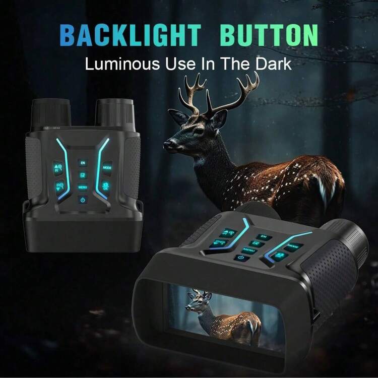 1 件双屏夜视镜，8 倍数码变焦，支持高达 32G TF 卡，IP54 防水设计，适合户外探险。4.5 英寸 480*854 高清屏幕，硅胶防滑手柄，氛围灯装饰 - 黑色 - 查看 4