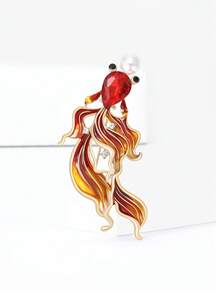 Fashionable Rhinestone Faux Pearl Goldfish Brooch For Women Animal Brooch Dress Suit Pin Accessories Party Banquet Gift