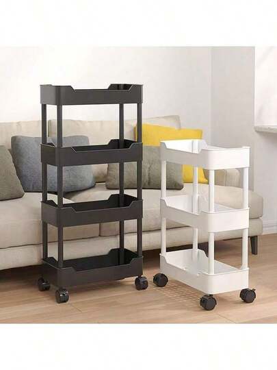 3/4 Tier Slim Rolling Cart, Movable Storage Rack, Suitable For Kitchen, Bathroom, Closet - Space Saving Design With Wheels | Modern Storage Rack |