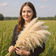 8/10/16/20 Bunches 100cm Pampas Grass Bouquet | Farmhouse Natural Style Extra Long Fluffy Pointed Design, Low Maintenance Bedroom Christmas Decor/Christmas DIY Holiday Arrangement/Floor Decor/DIY Enthusiasts [Extra Long][Low Maintenance Plant][Fluffy Style] - Khaki - View 10