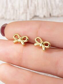 1 Pair Bow Stud Earrings, Suitable For Daily Wear And Parties
