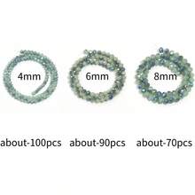 1 pieza de cuentas de cristal facetado de vidrio verde semielectroplateado de 4 mm/6 mm/8 mm, moda clásica de colores brillantes para hacer joyas, decoración navideña, manualidades, pendientes, pulseras, tobillos, collares, decoración de árbol de Navidad, decoración festiva, decoración de boda, decoración de ventanas, accesorios de ropa y bolsos