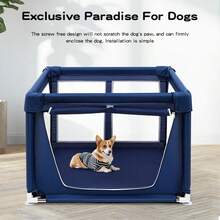 SIDIANBAN 90x90x66cm Puppy Playpen With Gate, Dog Playpen For Puppies Or Small Dogs, Pet Playpen For Indoor & Outdoor, Sturdy Safety DogPen With Thickened Fabric, High-Strength Nylon Wire Mesh - 寵物圍欄 - 查看 4