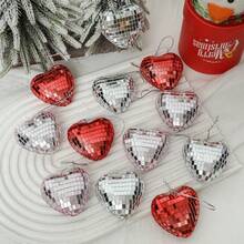 12 piezas Juego de adornos de bolas de Navidad, decoraciones colgantes para el árbol de Navidad brillantes, bolas de adorno de colores, decoraciones colgantes con forma de corazón, adecuadas para Navidad, Halloween, bodas, San Valentín y Año Nuevo, ideales para decoración de fiestas en el hogar y regalos de celebración, decoraciones navideñas, decoración de escenas navideñas, decoraciones navideñas para el hogar, regalos de Navidad, decoración navideña - Multicolor - Ver 10