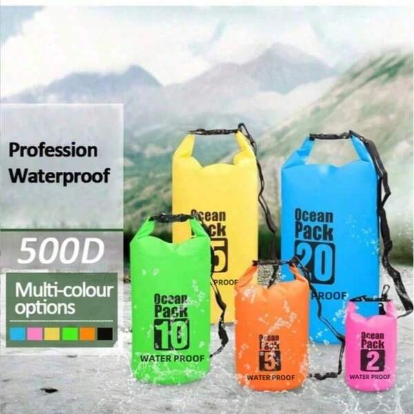1 pieza Bolsa impermeable, 2L/5L/10L/15L Bolsa impermeable de camuflaje para deportes al aire libre de PVC, Bolsa impermeable multifuncional para natación, rafting, almacenamiento al aire libre