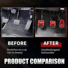 1 Set Of 3 Pieces Aluminum Alloy Anti-Skid Car Pedals - Ergonomic Design, Durable And Lightweight, Suitable For Throne, Brakes & Manual Transmission - Suitable For Most Vehicles, Interior Upgrade, Stylish Metal Surface, High-Quality Construction, Universal Anti-Skid Car Pedals, Accelerator Brake Clutch Pedal Cover, Exclusive 3 Pieces Set - Silver - View 9