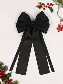 1 دبوس شعر فيونكة ذيل طويل من الساتان للبنات، فيونكة شعر أنيقة بلون صلب مناسبة للاحتفالات والحفلات العائلية والاستخدام اليومي والعطلات، هدية للبنات المراهقات، إكسسوار شعر فينتاج