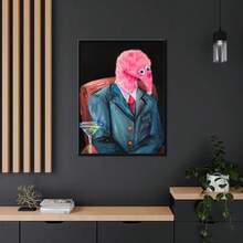 Poster de artă pe pânză fără ramă Mr. Worm - Decor de perete minimalist cu desene animate pentru sufragerie, dormitor, birou - Rezistent la apă și zgârieturi, potrivit pentru adulți - Idee de cadou perfectă pentru iubitorii de artă și pasionații de decorațiuni interioare