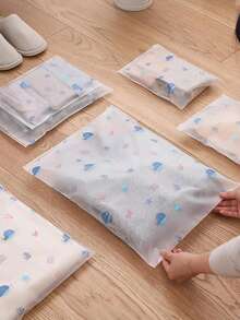 1/10PCS Whale Print Travel Storage Bag, Transparent PVC Clothes Sorting Bag, Waterproof Zipper Underwear Packing Bag,Transparent Sealed Underwear Organizer, Travel Luggage Packing Pouch