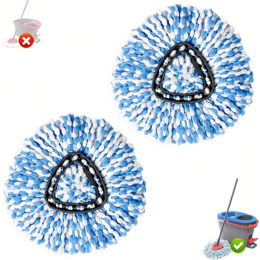 2 Pack Spin Mop Replacement Heads, Microfiber Refill Pads Compatible With 2-Tank RinseClean System, Triangle Mop Heads For Hard Floor Cleaning - Gói 2 - Xem 1