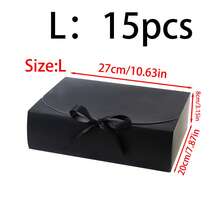 3/5/15件带盖礼品盒，白色黑色10.6X8X3.2英寸礼品盒，伴娘求婚盒（带丝带），牛皮纸盒，适用于婚礼、包装、礼物、生日、圣诞节、派对