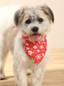 1pc Christmas Print Pet Bib Bandana - Multicolor - View 4