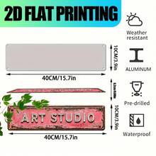 Retro "Art Studio" Metal Wall Sign - Rustic Aluminum Decorative Sign ( 4inchx16inch ) With Colorful Printing, Suitable Indoor And Outdoor Durable Decoration, Ideal Home, Kitchen, Farmhouse, Porch, And Garden