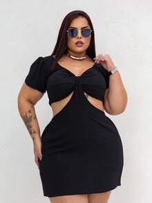 VESTIDO DE MANGA PLUS SIZE VERÃO TECIDO SOLTINHO DECOTE FRANZIDO SEXY CONFORTO LOOK VERÃO CURVE G1 E G2 - PRETO DUNA - Visão 9