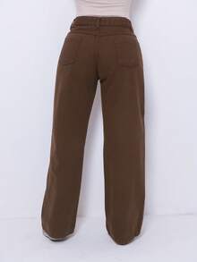 Wide Leg Feminine Plain - Óxido marrón - Ver 2