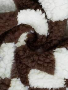 Ins Style Checkerboard Fleece Vest For Women, Cropped Sleeveless Jacket, Retro Square Grid Pattern Loose Waistcoat, Autumn/Winter - Chocolate Brown - View 8