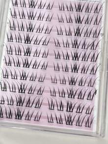 100pcs White Magnolia Glue-Free Segmented Cluster False Eyelashes, Natural & Realistic Asymmetrical Horizontal Enlargement Single Cluster Transparent C-Curl Eyelashes