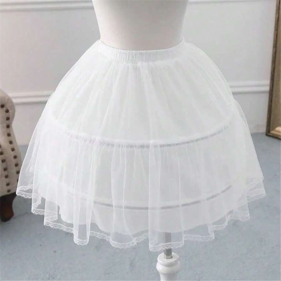 女士白色短款A字衬裙吊带裙,派对礼服衬裙 - 長度45厘米 - 查看 1