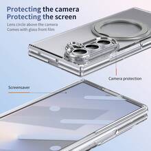 VIETAO 360° Rotating Invisible Stand Transparent Material Phone Case, Compatible With Samsung Galaxy Z Fold 8 Ultra 7 6 5 4 Fold7, With Tempered Glass Screen Protector - Silver - View 4