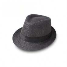 1pc SummerAutumn Breathable Linen Jazz Hat, British Style Casual Gentleman Fedora - White - View 8