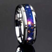 Stainless Steel For Galaxy Ring For Men - Cosmic Starry Night Design, Comfort Fit, Perfect For Engagement, Wedding, Or Valentine'S Day Gift, Wedding Jewelry |   Cosmic Design |   Durable Ring - 銀色 - 查看 3