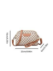 Nueva bolsa de hombro clásica de moda con decoración de letras de payaso, de 8.6 X 5.9 X 1.9 pulgadas, bolsa vintage cuadrada conúltiples compartimentos, elegante bolso de negocios para ir - Beis - Ver 4