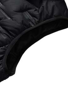 1 件男士秋冬超声波连帽背心，带拉链口袋，休闲无袖夹克，适合日常穿着 - 黑色 - 查看 5