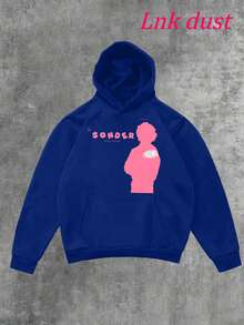 Y2K  Brent Faiyazzz Pink Sonder Rap Print,250g Polyester Men's And Women's Clothing Casual And Cozy Hoodies Leyo,  Long Sleeve Hooded Sweatshirt, Casual Versatile Top For Autumn Winter - Blue - View 3