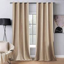 2 Panels Blackout Curtains Solid Soft Grommet Mustard Yellow Thermal Insulated Soundproof Room Darkening Curtains/Drapes/Panels Fall Living Room Bedroom 52 X 90 Inch - 駝色 - 查看 12
