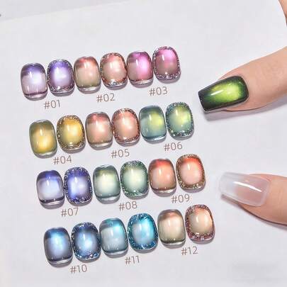 10ML/ชิ้น สี ไฟกระพริบ ลูกปัดแก้ว แม่เหล็กตาแมว เจลทาเล็บ เล็บคริสต์มาส เล็บสีแดง เล็บสีเขียว ยอดนิยม ไวท์เทนนิ่ง แมลงปอไม้ไผ่ แฟลชสุดยอด กาวทาเล็บตาแ