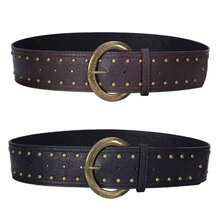 1pc Solid Color Vintage Punk Rivet Studded PU Leather Belt, Versatile For Women