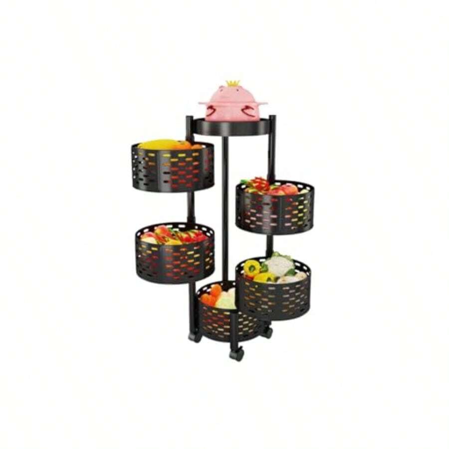 5Tier Kitchen Storage Rack HeavyDuty Metal Shelf Organizer With Wheels Adjustable Shelves For Pantry Cabinet And Countertop