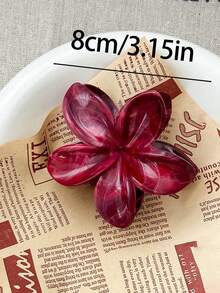 3个/1个 8厘米/3.15英寸 黑色豹纹和红色花朵印花塑料发夹，优雅百搭的设计，适合日常、派对、通勤、度假、扎马尾辫、盘发、洗头、化妆等场合，是理想的服装配饰。发夹、发爪、发卡、发夹 ... - 彩色 - 查看 5