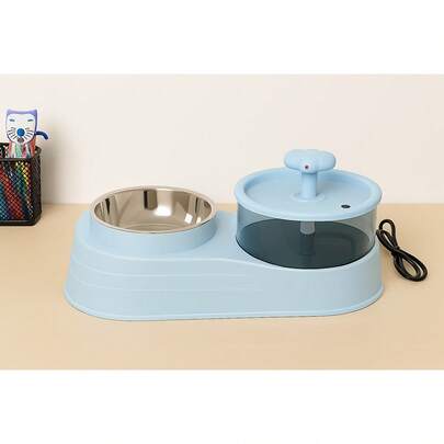 Fonte de Agua para Gatos Bebedouro Automático com Comedouro Inox Regulável Plástico USB Pet