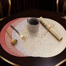 6/8 piezas de manteles redondos para hoteles y restaurantes, manteles de PVC antideslizantes e impermeables, manteles aislantes de calor en colores dorado y plateado, lavables, protegen la superficie de la mesa, adecuados para bodas, Navidad, fiestas, mesas de comedor familiares y decoraciones festivas.